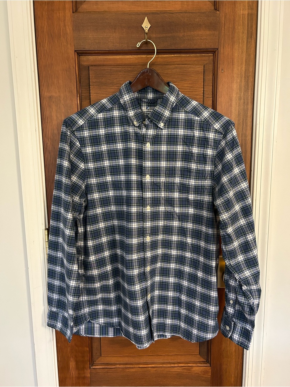Vineyard Vines Men’s OTG Performance Button Down Shirt Navy Green Plaid - Large